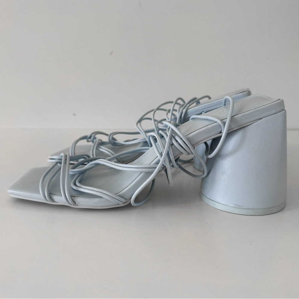 OAK + FORT • Strappy Thick Heel Sandal in Light Blue - Picture 8 of 16